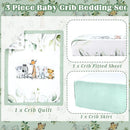 3 Pcs Baby Crib Bedding Set Safari Animals Dinosaurs Bear Woodland Animals Jungle Crib Set Includes Quilt, Fitted Sheet, Skirt for Baby Boy Girl(Light Blue,Safari) by TinyTreasures Baby Boutique