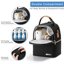 Breastmilk Cooler Bag with Ice Pack Fits 6 Baby Bottles up to 9 Ounce, Breast Milk Pump Cooler Bag with Shoulder Strap for Nursing Mom Daycare, Work, Travel- Black by TinyTreasures Baby Boutique