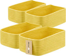 Small Storage Baskets for Organizing | Closet Organizer Bins | Shelf Toy Basket | Woven Rope Baskets | Cube Decorative Box | Shallow Basket | 11.5x7.5x4.7” | 4 Packs Yellow by TinyTreasures Baby Boutique