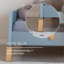 dadada Muse Blue Toddler Bed with 2 Removable Safety Rails. Low Profile Montessori Bed. Sturdy Solid Wood Frame, Fits Standard Crib Mattress, Easy to Assemble, Toddler Bed for Boys & Girls - Blue by TinyTreasures Baby Boutique