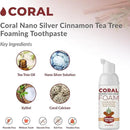 Coral Nano Silver Foaming Cinamon Tea Tree Toothpaste, Natural Fluoride Free Toothpaste, SLS and Glycerin Free - 4 Ounce by CozyNest Decor