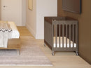 Foundations Boutique Folding Mini Baby Crib - Compact, Portable, Wooden Hotel Crib, Foldable Compact Cribs for Baby & Toddlers - Includes 3" Foam Mattress - Dapper Gray by TinyTreasures Baby Boutique