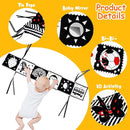 4 PCS Black and White High Contrast Baby Toys 0-3-6 Months Newborn Essential Montessori Toy for Babies Crinkle Sensory Book Brain Development Tummy Time Mirror Infant Carseat Rattle Easter Shower Gift by TinyTreasures Baby Boutique