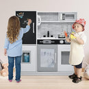 HONEY JOY Kids Kitchen Playset, Wooden Little Chef Pretend Toy Kitchen Set w/Chalkboard, Telephone, Utensils, Oven, Microwave, Sink, Storage, Play Kitchen for Toddlers, Gift for Boys Girls, White by TinyTreasures Baby Boutique