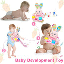 Baby Rabbit Musical Stuffed Animals Toy,Infant Bunny Bilingual Early Learning Education Toy with Light-Up Music & Crinkle,1st Easter Basket Shower Stuffers for 0 1 2 3 6 9 12 18 Month Girl,Pink by TinyTreasures Baby Boutique