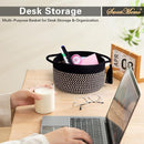 Decorative Small Gift Basket Empty – SweetMemo Cute Woven Rope Organizer Baskets for Desk, Bedside, Bathroom, Key, Round Boho Decor Cotton Bin with tassel, Gift Bag, Ribbon – Rustic Black Brown by CozyNest Decor