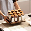 Yangbaga 24Pcs Glass Spice Jars with Labels-4oz Acacia Wood Lid Square Spice Containers and 2pcs Rack with Pepper Grinder Lids &Funnel,Seasoning Jars for Rack Cabinet Drawer by CozyNest Decor