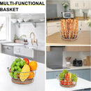 Livabber Countertop Fruit Basket Bowl with Banana Hanger, Modern Standing Fruit Vegetable Bowl Storage, with Banana Tree Holder for Kitchen Dinning Table (Round Wood, Chrome) by CozyNest Decor