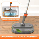 Upgraded Spin Mop and Bucket Self-Standing Mop Bucket Separate Dirty and Clean Water System Self Wringing 360° Rotating Clean Mop and Bucket Set (Drak Gray, 14Pads Mop and Bucket Set) by CozyNest Decor