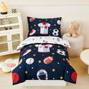 PERFEMET Sports Bedding Set Twin Size 4 Pcs Reversible Ball Sport Theme Comforter Set for Boys Girls Soft Reversible Navy Blue Baseball Football Kids Bed in a Bag(Sport, Twin) by TinyTreasures Baby Boutique