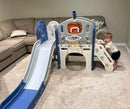 YUFU 9 in 1 Toddler Slide Set, Kids Slide for Toddlers Age 1-3, Toddler Playset with Basketball Hoop and Ball, Outdoor Indoor Playground for Toddlers 1-3 (Blue+Gray) by TinyTreasures Baby Boutique