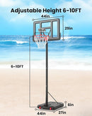 IGL Portable Basketball Hoop, 5.6-10FT Adjustable Basketball Goal System, 44 Inch Outdoor Basketball Hoop & Goals for Kids, Youth, and Adults in The Backyard, Driveway with PC Backboard by TinyTreasures Baby Boutique