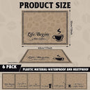 Coffee Bar Placemats Set of 6 Coffee Bar Plastic Table Mats Machine Place Mats Washable Vinyl Accessories Table Decoration for Indoor Outdoor Party Kitchen Dining by CozyNest Decor