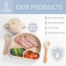 All In One Silicone Feeding Set - Safe for 6-12 Months - Non-Toxic Baby Led Weaning Supplies - Toddler Self Feeding Utensils - BPA-Free - Mess Free Essentials by TinyTreasures Baby Boutique