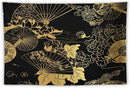 HZOHNAGO Japanese Tapestry Gold Flowers Umbrella Fan Pattern Printed Wall Tapestry Painting Wall Hanging for Bedroom Living Room Dorm 90" W x 60" H by CozyNest Decor