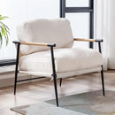 Mid-Century Accent Chair, Soft Armchair Sherpa Fabric Lounge Chair with Black Metal Legs, Upholstered Leisure Chair for Living Room Bedroom Reception Room, 1PC, White by CozyNest Decor