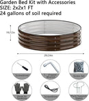 Galvanized Metal Planter Round Raised Garden Bed Kit for Gardening Outdoor Grow Garden Box Raised Flower Bed Galvanized Planter Outdoor 2PC 2x2x1FT by GreenHaven Gardens