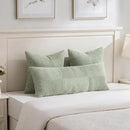Fancy Homi Set of 2 Sage Green Boho Long Lumbar Body Decorative Throw Pillow Cover 14x36 Inch for Bed Couch Bedroom Bench, Soft Patchwork Corduroy Textured Pillow Case, Rustic Farmhouse Room Décor by CozyNest Decor