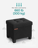 SONGMICS Storage Ottoman, Small Ottoman Foot Rest with Legs, 12.6 x 15.8 x 13.2 Inches Foot Stool, Load up to 660 lb, for Living Room, Bedroom, Dorm, Ink Black ULSF012B01 by CozyNest Decor