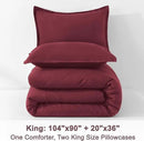 Litanika Burgundy Red Comforter Set King Size, 3 Pieces Lightweight Solid Bedding Comforter Set, All Season Fluffy Bed Set (104x90In Comforter & 2 Pillowcases) by CozyNest Decor
