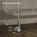 HMYHUM Acrylic Bar Cart, Rolling Serving Cart with 4 Lockable Wheels for The Home Bar, Kitchen, Living Room, Modern, 2-Tier, 23.6" L x 15" W x 30" H, Clear by CozyNest Decor