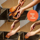 6 PCS Wooden Spoons for Cooking - Teak Wooden Cooking Utensils Set with Holder - Non-Stick, Soft Grip, Ergonomic Design - Natural Finish by CozyNest Decor