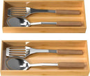 Bamboo Drawer Organizer, Stackable Utensil Organizer for Kitchen, Bamboo Storage Box Wood Silverware Tray for Drawer 15" x 6" x 2" Set of 2 by CozyNest Decor