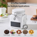 Ceramic Coffee Canister with Airtight Lid and Scoop, Large 74 Fl Oz / 2.2 L Kitchen Food Storage Container Jar for Grounds Coffee, Beans, Tea, Sugar, Flour, Cereal, Nuts, Cookie, White by CozyNest Decor