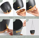 Hanging Planters for Indoor Outdoor Plants, 2 Pack Self Watering Hanging Pot with Drainage Holes & Removable Tray (Black, 8'') by GreenHaven Gardens