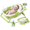 Collapsible Baby Bathtub for Newborns to Toddler with Real-time Temp Monitor & Floating Cushion,Portable Travel Tub for 0-36 Month, Foldable Baby Bath Tub for Infants(Green) by TinyTreasures Baby Boutique