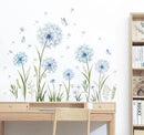 Dandelion Flower Butterfly Wall Decals Blue Dandelion Plants Floral Wall Stickers Peel and Stick Vinyl Wall Art Decor for Living Room Bedroom Office TV Sofa Backdrop Home Decor Gifts for Mom by CozyNest Decor