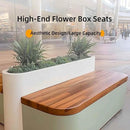 Outdoor Bench - Modern Outdoor Park Planter Bench Includes Luxurious and Simple Flower Box & Wooden Seating Area for Commercial Plaza,Food Court(62.99IN) by GreenHaven Gardens