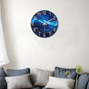 Small Wall Clocks Battery Operated 12 Inch Blue Marble Wall Clock for Kitchen Glass Analog Silent Wall Clock Non Ticking by CozyNest Decor
