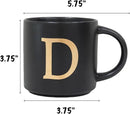 COLLECTIVE HOME - Monogram Ceramic Mugs, 15 oz Golden Initial Black Coffee Cups, Elegant Alphabet Tea Mugs, Elegant Personalized Mug with Gift Box, Unique Mug with Double Side Capital Lette (D) by CozyNest Decor
