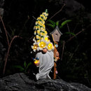 Solar Gnome Statue with Flower Hat - Solar Resin Garden Outdoor Statue Sculpture,Whimsical Gnome Figurine for Woman Gift Home and Garden Decor by GreenHaven Gardens