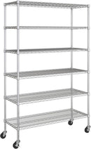 Seville Classics UltraDurable Heavy Duty NSF Solid Steel Wire Rack Storage Unit Wheels, 6-Tier Shelving, 48" W x 18" D by CozyNest Decor