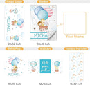 Personalized Baby Bedding Set, 5 Pcs Custom Toddlers Bedding Set with Infant Name, Double Layer Nursery Crib Set for Boys Girls, Customized Gifts for Infants Baby Shower, Hot Air Balloon Animal by TinyTreasures Baby Boutique