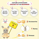 LoopMap Beginner Crochet Kit for Adults & Kids - DIY Amigurumi Bunny with Removable Dress & Accessories - Step-by-Step Video Tutorials, Extra Yarn, Crochet Tools - Handmade Gift (Bunny-Yellow) by TinyTreasures Baby Boutique