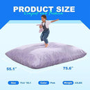 Hobestluk 3 in 1 Bean Bag Chair Giant Bean Bag Chairs for Adults with Plush Faux Fur Cover Convertible Bean Bag Floor Cushion with Machine Washable Cover for Living Room (Plush Purple) by CozyNest Decor