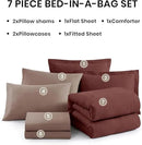 Monbix Full Size Comforter Set, Dark Red Bedding Comforter for Full Size Bed Set Reversible, Bedding Sets Full 7 Pieces, Cationic Dyeing Bed in a Bag with Comforter, Sheets, Pillowcases & Shams by CozyNest Decor