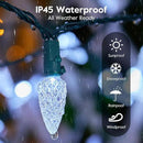 C6 LED Christmas String Lights, 20 ft 60 LED Battery Operated Faceted Strawberry Lights, Waterproof for House Roof Roofline Christmas Tree, White, 2 Pack by GreenHaven Gardens