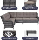 Outdoor Furniture Sectional Sofa L Shaped Couch - Patio Wicker Furniture Set with Coffee Table, 3 Piece Rattan Patio Conversation Sets with Gray Cushion for Deck Backyard Sunroom by GreenHaven Gardens