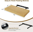 Fun Memories Floating Shelves for Wall, 8 Inch Deep Floating Wall Shelf, 16" x 8" Floating Shelves - Set of 2, Rustic Wooden Storage Shelves for Bathroom, Living Room, Kitchen by CozyNest Decor