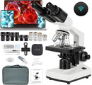 Binocular Compound Microscope, 40X-5000X Magnification, Wide-Angle Eyepiece WF10X WF25X, LED Light Source, XY axis Double-Layer Stage, Adult Microscope (Supports WiFi Wireless Connection) by TinyTreasures Baby Boutique