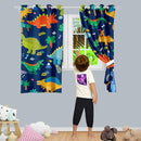 Dinosaur Blackout Curtains 2 Panels 63" Inch Drapes Boys Curtains for Bedroom Cute Dinosaur Themed Grommet Top Thermal Insulated Boys Room Curtains for Nursery, Navy Blue, 82" x 63" by TinyTreasures Baby Boutique