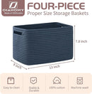 OIAHOMY 4 Pack Storage Baskets for Organizing, Cube Storage Bins for Shelves, Rectangle Storage Baskets With Handles, Woven Baskets for Storage, 12.7''Lx9''Wx7.8''H, Blue by TinyTreasures Baby Boutique