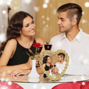 Heart Shaped Wedding Picture Frames for Couple - Beaded Crystal 4x4 Picture Frame – Engagement Gift, Wedding Gift for newlyweds - Fits 3.5x3.5 photo - Valentine Picture Frame (Golden) by CozyNest Decor