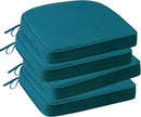 Outdoor Sunbrella Round Corner Seat Cushion, 17"x16"x2", Set of 4, Non Slip Seat Cushion Pads with Removable Cover for Patio Furniture, Garden Yard Lawn, Spectrum Peacock by GreenHaven Gardens