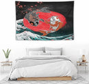 Houselerax Koi Fish Tapestries,Japanese Style Yin Yang Big Wave Cherry Blossoms Tapestry Wall Hanging for Bedroom Living Room Office Decor 60"x40" by CozyNest Decor