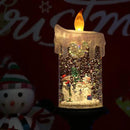 Eldnacele Christmas Snow Globe Candle Battery Operated Lighted Flameless Candles Light Swirling Water Glittering Spinning Candles for Home Decoration(Snowmen Family) by CozyNest Decor